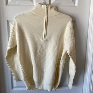 Deep Self Sweater Women’s Size Small Pullover Cream NWT 1/4 Zip High Neck